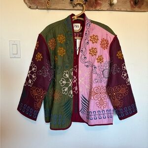Zara Colorful Embroidered Cotton Utility Jacket women’s Size Small